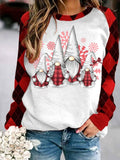 Christmas Gnome Winter Plaid Long Sleeve Swearshirt