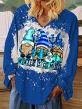 Winter is Coming Gnomes Print Tie-dye Loose Shirt