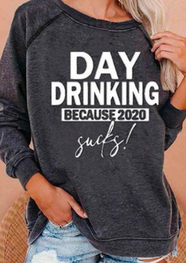 Day Drinking Letter Print Top