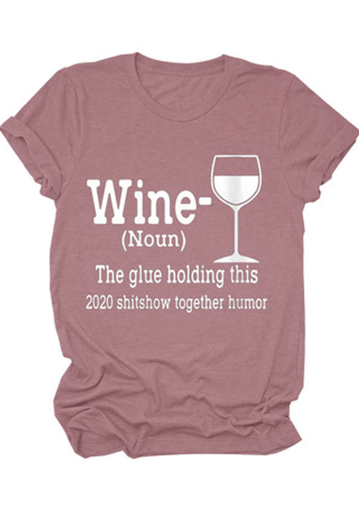 Pink Wine Glass Print Top