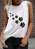 Women's Dog Paw Print Cotton Tank Top