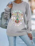 Floral Guitar Peace Love Music Crew Sweatshirt