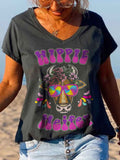 Hippie Animal Head Rainbow Color Sunglasses Printed Graphic Tees
