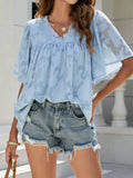 Flared Sleeve V Neck Chiffon Top