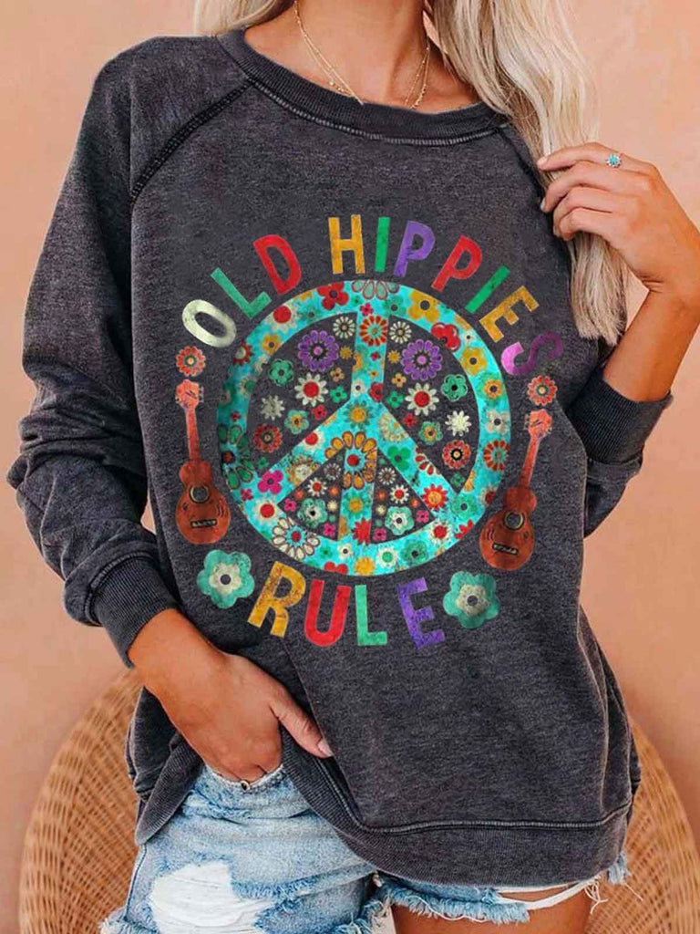 Old Hippies Rule Women Graphic Sweatshirt