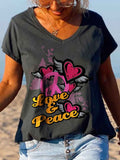 Angel Wings Love & Peace Printed Classic Graphic Tees