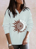 Sun Flower Zipper Sweatshirt