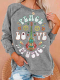 Floral Guitar Peace Love Music Sweatshirt