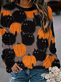 Pumpkin and Cat Halloween Sweatshirt
