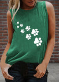 Women's Dog Paw Print Cotton Tank Top