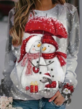 Cotton Blends Christmas Snowman Sweatshirts