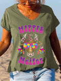 Hippie Animal Head Rainbow Color Sunglasses Printed Graphic Tees