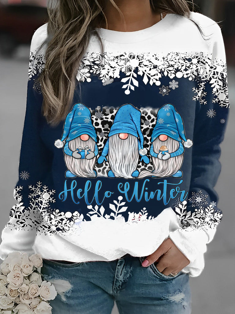 Hello Winter Gnome Leopard  Sweatshirt