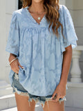 Flared Sleeve V Neck Chiffon Top