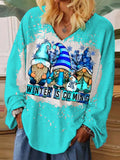 Winter is Coming Gnomes Print Tie-dye Loose Shirt