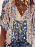 All Over Print V Neck Top