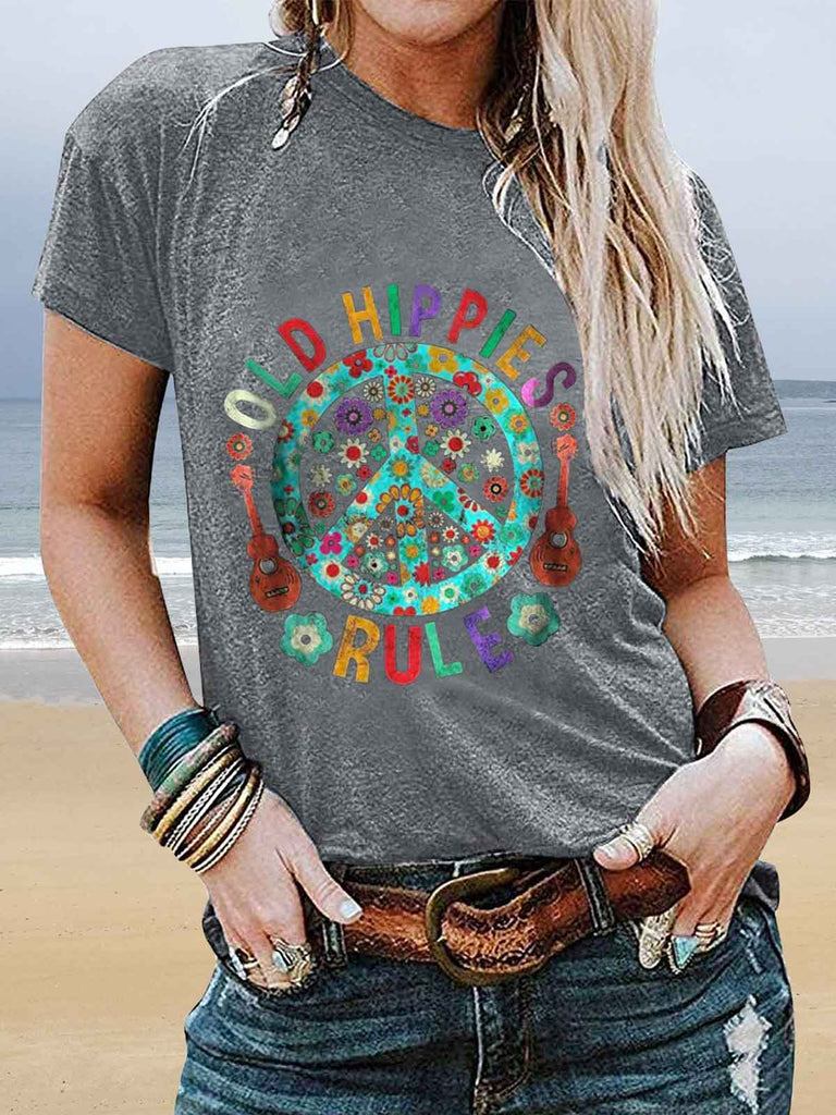 Old Hippies Rule Women Graphic Tee