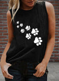 Women's Dog Paw Print Cotton Tank Top