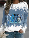 Cozy Season Snowman Print Long Sleeve Sweatshirt