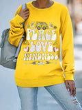 Car Peace Love Kindness Printed Cozy Crew Sweatshirt