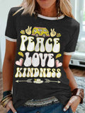 Car Peace Love Kindness Printed Cozy Crew Neck Tee