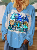 Winter is Coming Gnomes Print Tie-dye Loose Shirt
