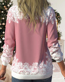 Women's Christmas Snowman Print Pile Collar Sweatshirt