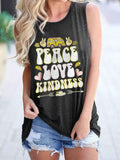Car Peace Love Kindness Printed Cozy Graphic Tank Top