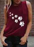 Women's Dog Paw Print Cotton Tank Top