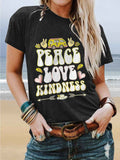 Car Peace Love Kindness Printed Cozy Graphic Tees