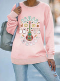 Floral Guitar Peace Love Music Crew Sweatshirt