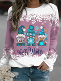 Hello Winter Gnomes Snowflake Long Sleeve Sweatshirt