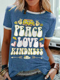 Car Peace Love Kindness Printed Cozy Crew Neck Tee