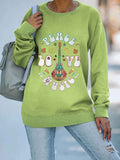 Floral Guitar Peace Love Music Crew Sweatshirt