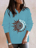 Sun Flower Zipper Sweatshirt