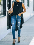 Plain Sleeveless Dip Hem Top