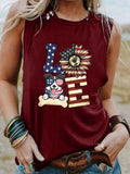 Women's Love Dog America Print Tank Top