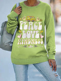 Car Peace Love Kindness Printed Cozy Crew Sweatshirt