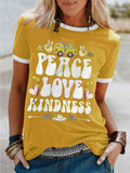 Car Peace Love Kindness Printed Cozy Crew Neck Tee