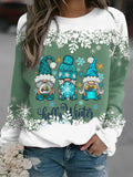 Hello Winter Gnomes Snowflake Long Sleeve Sweatshirt
