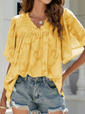 Flared Sleeve V Neck Chiffon Top