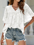 Flared Sleeve V Neck Chiffon Top