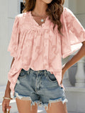 Flared Sleeve V Neck Chiffon Top