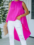 Plain Sleeveless Dip Hem Top