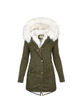 Adjustable Waist Hooded Warm Thick Faux Fur Outwear