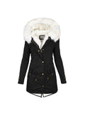 Adjustable Waist Hooded Warm Thick Faux Fur Outwear