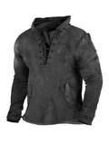 Retro Solid Color Outdoor Henley Tactical Sweatshirt