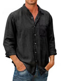 🔥Mens Denim Long Sleeve Button Down Shirt