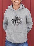 Elephant Flower Print Hooded Sweatshirt