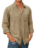 🔥Mens Denim Long Sleeve Button Down Shirt